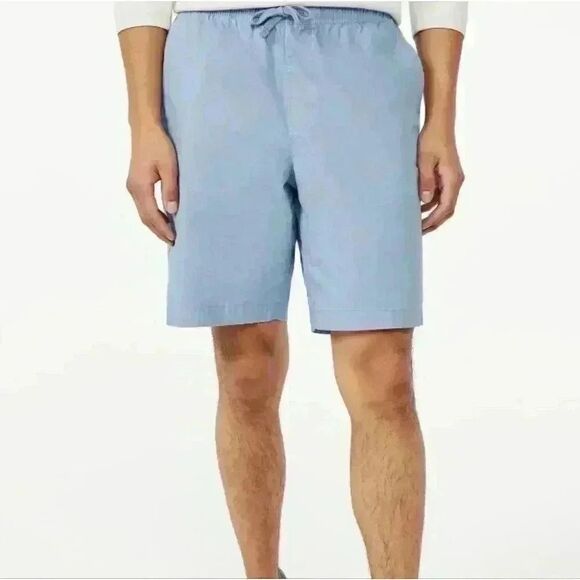 Free Assembly Men's Azure Blue Cotton E-Waist Utility Drawstring Shorts w Pocket - Picture 2 of 10